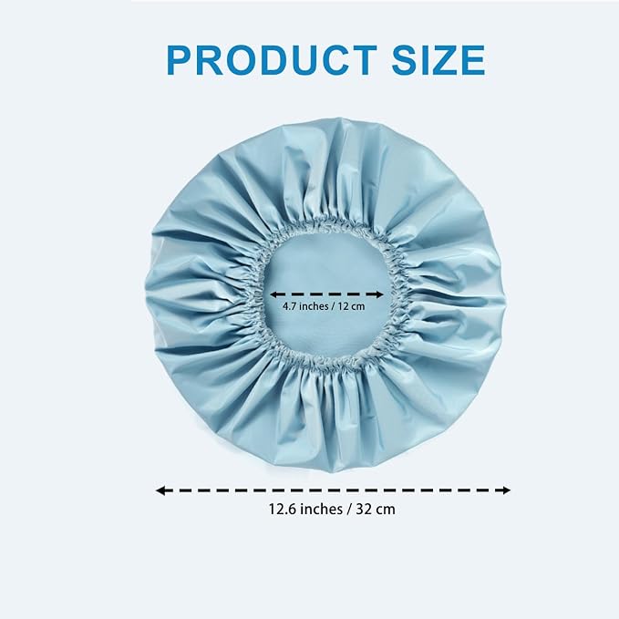 Shower Cap for Women, Large Waterproof Shower Bonnet | Double Layer, Reusable Hair Protector, Washable Large Bath Cap, Wide Elastic Band, for Long Hair, Braids - Blue