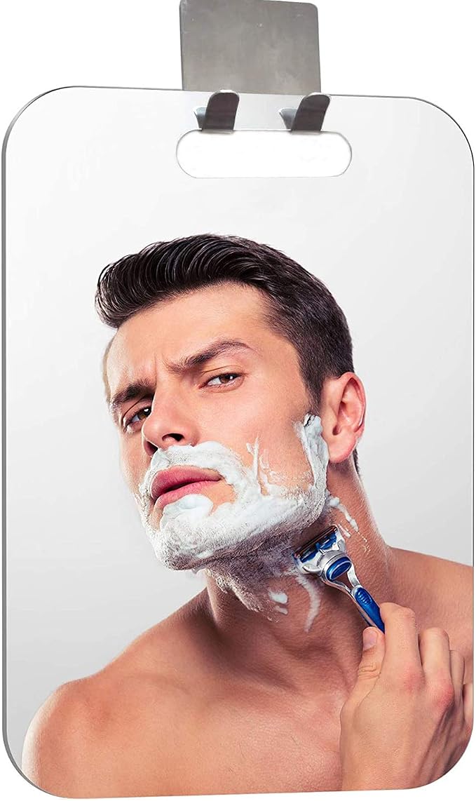 APHUIME Large Fogless Shower Mirror, Anit-Fog Shaving Mirror with Hook | Deluxe Large Anti Fog and Shatterproof Mirror in Bathroom(11 in X 7.48 in)