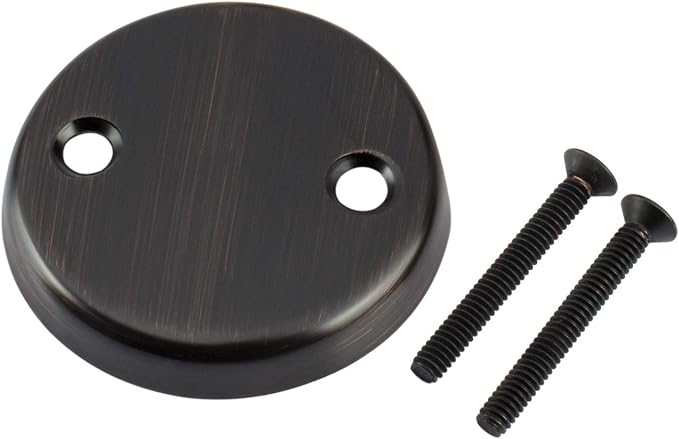 Artiwell Lift & Turn Tub Trim Set with Two-Hole Overflow Faceplate, All Brass Bathtub Conversion Kit Assembly with 2-Hole Overflow Face Plate and Universal Fine/Coarse Thread (Oil Rubbed Bronze)
