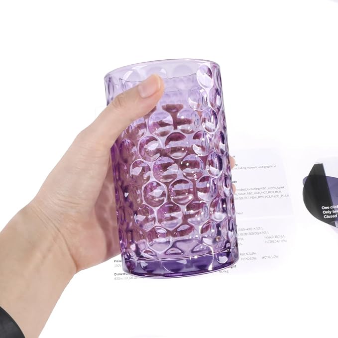 Bathroom Toothbrush Holder Set, 11oz Purple Glass Toothbrush Holder and Bathroom Tumbler Cup Set, Decorative Countertop Storage Cups Organizer for Toothpaste, Brushes