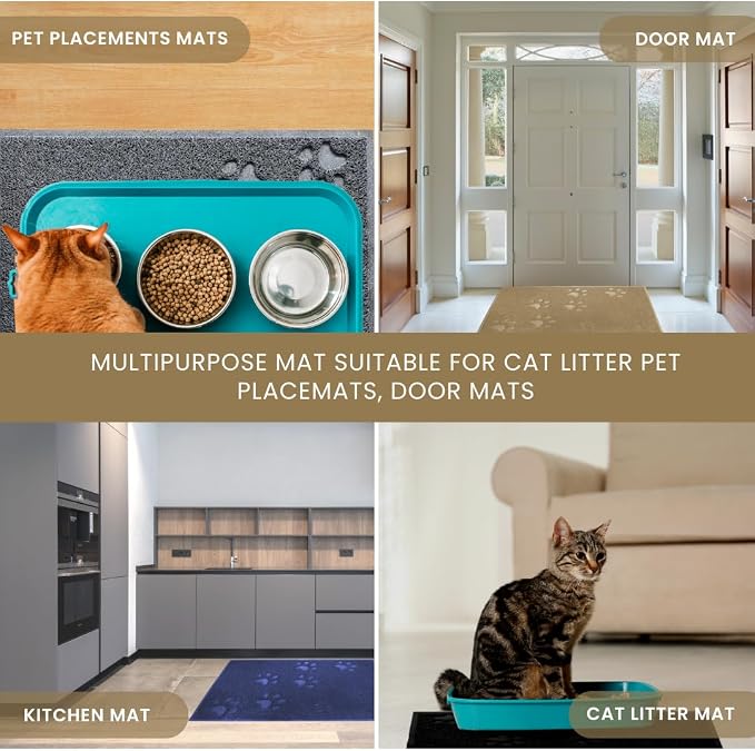 Andalus Medium Cat Litter Mat, Pack of 1 - Waterproof, Non-Slip & Easy to Clean Cat Litter Box Mat for Extra Efficient Pet Litter-Trapping, Beige (23.5” X 15.75”)