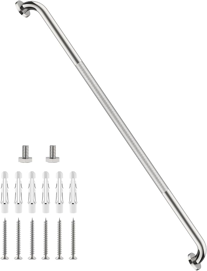 48 Inch Anti Slip Shower Grab Bar, Munzong Bathroom Grab Bar for Wall, Knurled Handicap Balance Bar,Safety Hand Rail Support Elderly Senior Assist Bath Handle