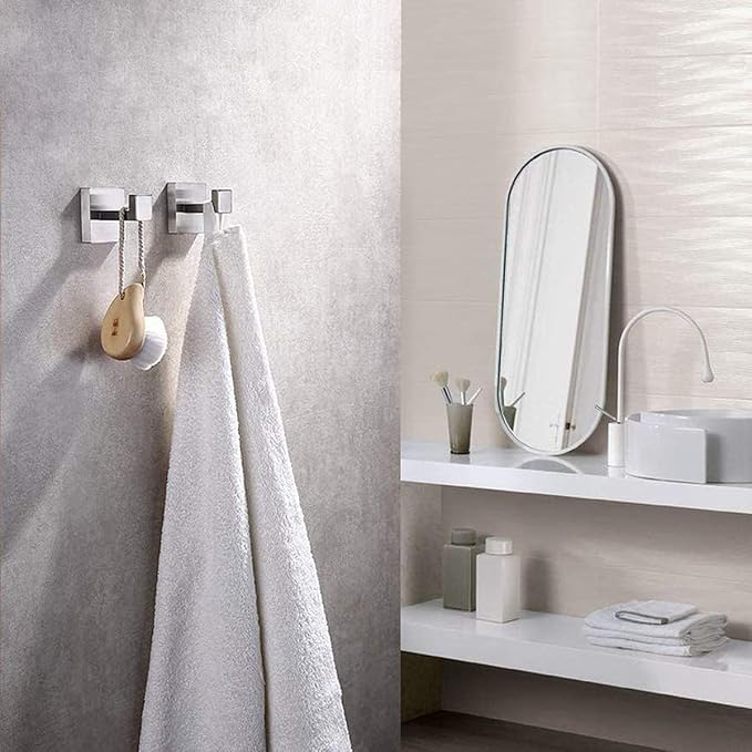 Towel Hooks for Bathroom Bath Robe Hook,Towel Holder Hanger with Screw,Coat Hooks Wall Mount,Heavy Duty for Hanging Bag Hat,Brush Nickel 2 Pack