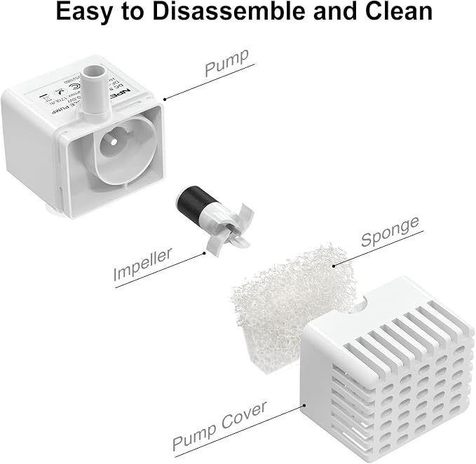 NPET Cat Water Fountain WF050TP 1.5L Automatic Pet Drinking Fountain with Replacement Faucet Kit - 4 Replacement Filters (No Adapter)
