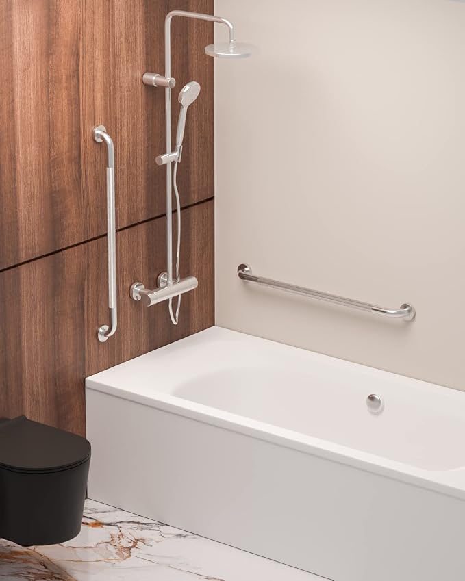 32 Inch Anti Slip Shower Grab Bar, Munzong Stainless Steel Bathroom Grab Bar, Satin Brushed Nickel Knurled Bathroom Balance Bar,Safety Hand Rail Support Handicap Elderly Senior Assist Bath Handle