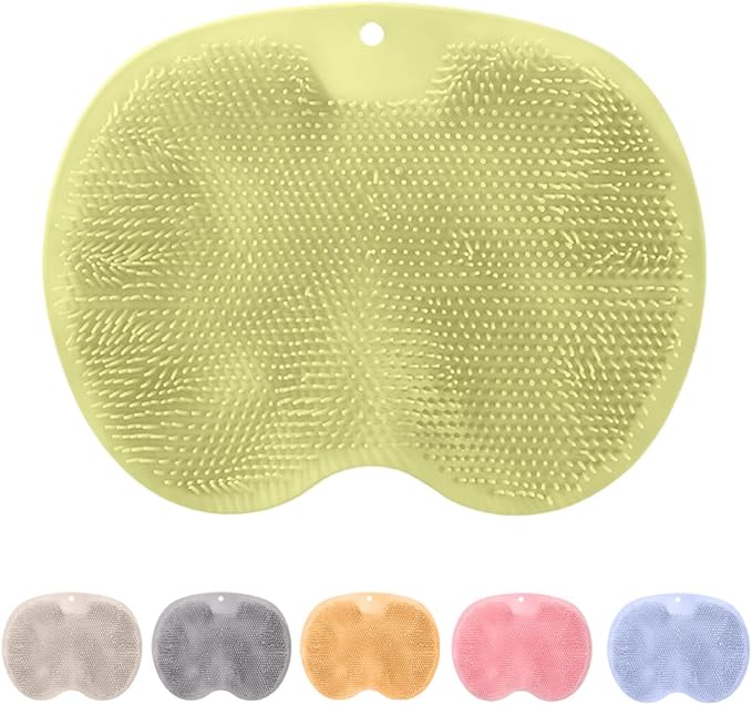 Silicone Shower Foot Scrubber Mat, Upgrade Foot Scrubber in Shower, Foot Back Cleaning Pad Back Washer Bath Wash Pad, Wall Mounted Slip Suction Cups for Bath Wash Pad (Green)