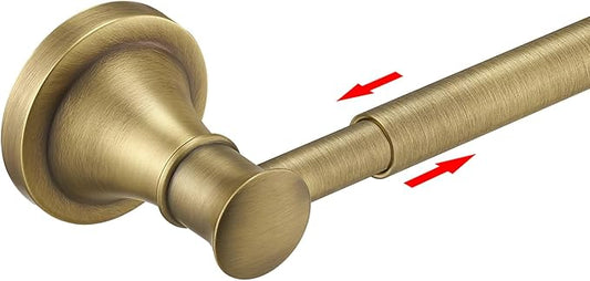 BESy Adjustable Antique Brass 16.5 to 28.7 Inch Bath Towel Bar Rack for Bathroom Towel Holder Wall Mounted Towel Bar Rod Hanger Bathroom Hardware Accessories Hotel Style Stainless Steel Antique Brass