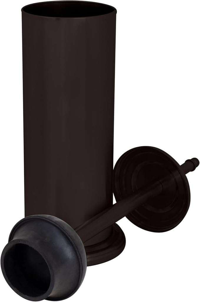 Toilet Plunger with Covered Canister, Oil-Stained Bronze Finish | Keeps a toilet plunger contained and accessible in home or business bathrooms with a covered decorative canister.