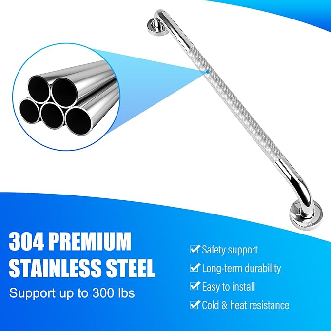 supregear Grab Bars for Bathtubs and Showers (2-Pack), Anti-Slip Stainless Steel Bathroom Safety Handle, Heavy Duty Grip Bars for Handicap Elderly Senior, 24 in