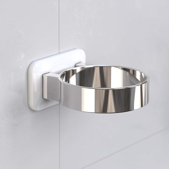 Hair Dryer Holder For Wall Mount , Bathroom Cabinet Door Blow Dryer Stand | Blow Dryer Holders - Extra Large Rim Compatible with Most Hair Dryers, Mount Chrome Finished (Silvery)