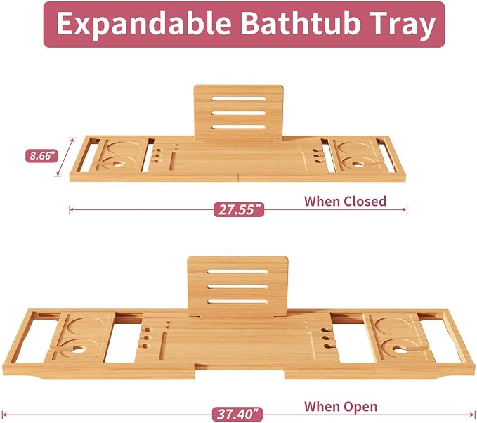 Bathtub Tray,Bath Tray for Tub,Bath Tub Tray Wood,Bath Caddy Tray for Bathtub,Bathtub Trays for Tub, As Gifts for Women Or House Warming Gifts New Home