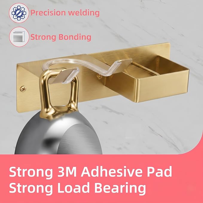 Hair Dryer and Straightener Holder, Hair Tool Organizer Wall Mount for Bathroom, Blow Dryer Holder Adhesive/Drilling HairDryer Stand, Stainless Steel Straightener Holder Gold UEMUSI