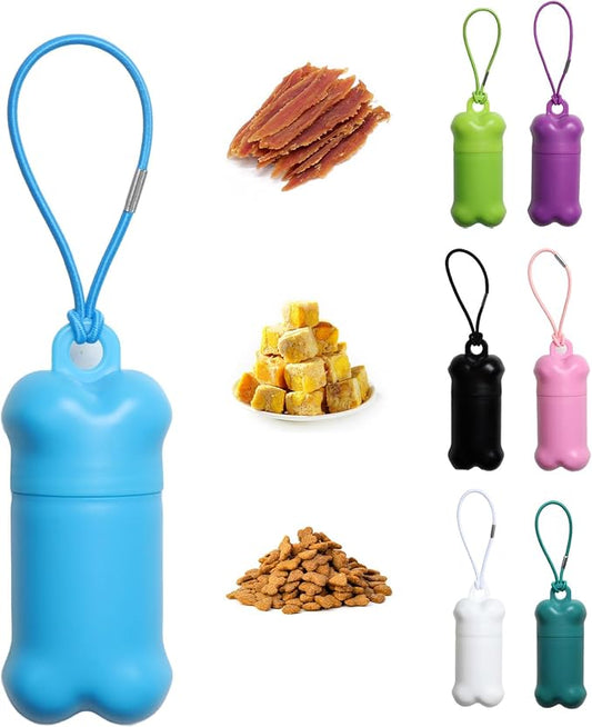 Portable Dog Treat Pouch for Pet Training, 1 piece(Blue) | Mini Treat Holder Small Dog Treat Bag for Training and Walks, Bone-Shaped Treat Container