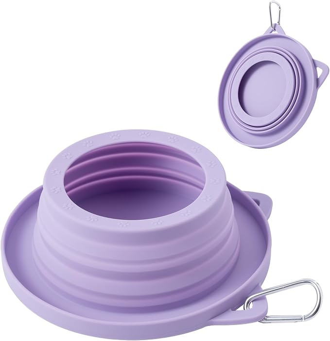 Spill Proof Dog Water Bowl for Car Road Trip, Collapsible Pet Travel Bowl | Collapsible Dog Bowl, No Splash Water Dish, Ant Away Pet Food Feeder, Silicone Travel Bowl for Pets Camping Hiking Car Trips