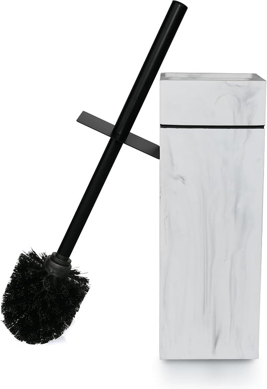 Black Line Design Resin Toilet Bowl Holder and Brush Set, Stylish Bathroom Cleaning Tool with Durable Bristles, Compact and Functional