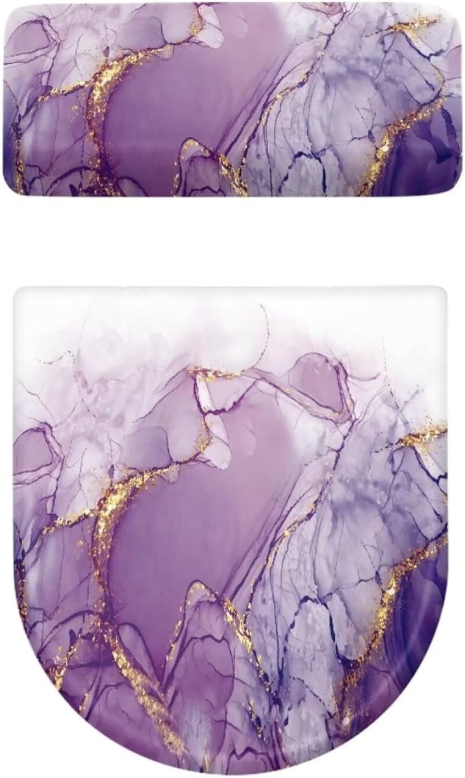 Purple Marble Toilet Lid Covers for Bathroom Set Toilet Covers Elongated Comfortable 2-Piece Bathroom Gifts