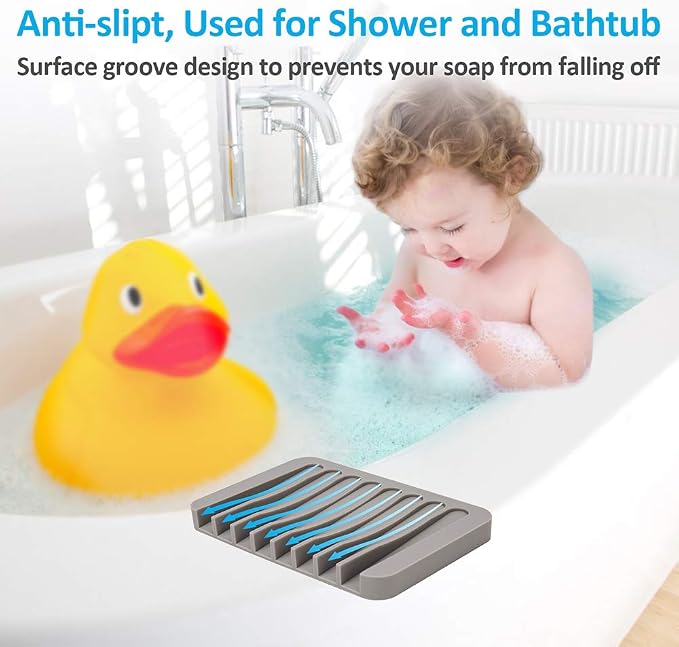 4PCS Self-Draining Silicone Bar Soap Dish and Holders for Shower | Easy Clean, Can Extend Soap Life, Premium Sponge Holder for Sink, Kitchen, Bathroom, or Counter, Soap Tray for Shower