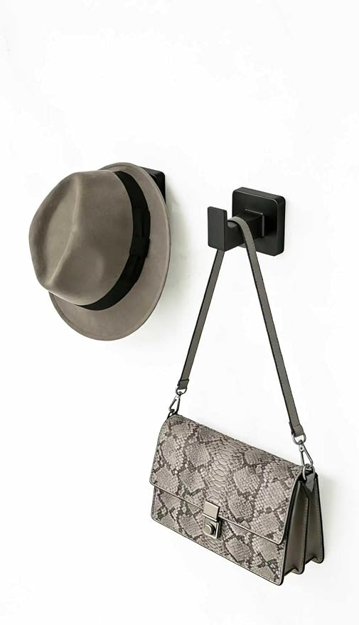 Matte Black Square Wall Hanger, Towel Hanger, Wall Mounted, Bathrobe Hook Kitchen Hooks 4 Bathroom Hooks