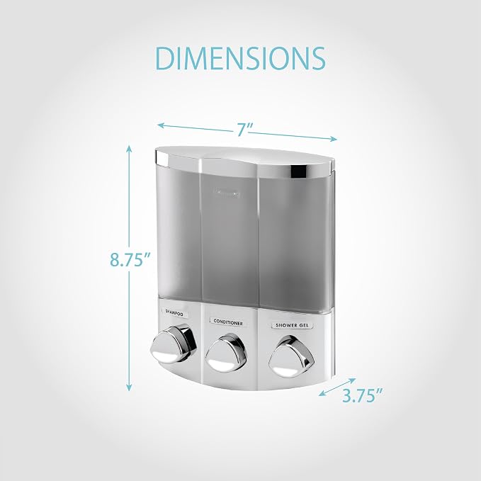 Better Living Products 76344-1 Euro Series TRIO 3-Chamber Soap and Shower Dispenser, Chrome