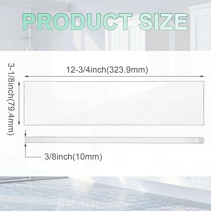 AceOrbit 4 Pcs 3-1/8 x 12-3/4 x 3/8 Inch Glass Shower Shelf for Shower Niche Break-Resistant Easy Install Ultra-Clear Glass Support Plate for DIY Storage Decor