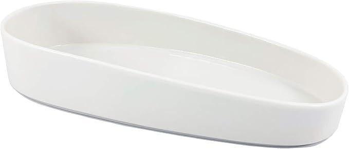 Scarlettwares Sponge Holder Soap Bottle Tray, Kitchen Sink Organizer Oval Ceramic White, Olive Oil Tray