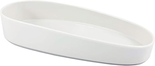 Scarlettwares Sponge Holder Soap Bottle Tray, Kitchen Sink Organizer Oval Ceramic White, Olive Oil Tray