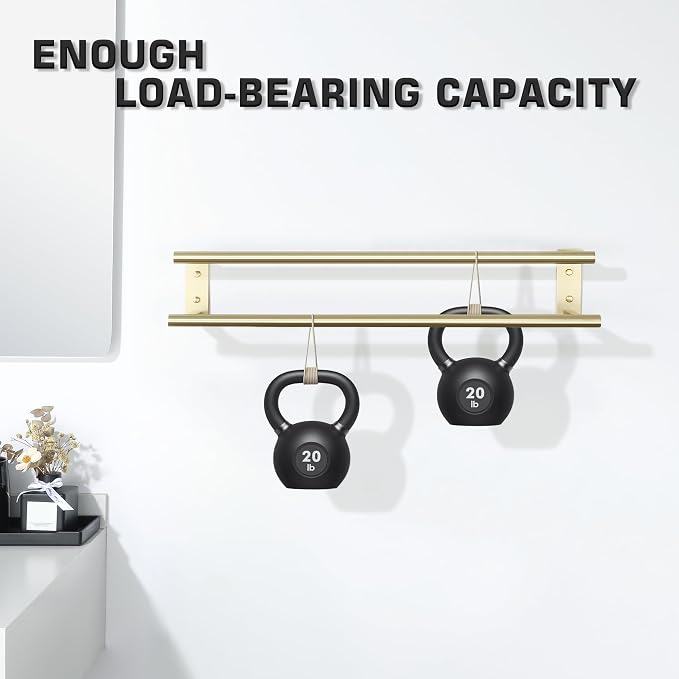 Alise Double Towel Bars for Bathroom Wall Mounted,24 InchSUS304 Stainless Steel Bathroom Towel Holder,Towel Hanger Towel Racks for Bathroom,Brushed Gold Towel Rod