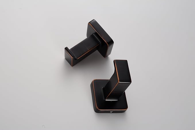 Oil Rubbed Bronze Square Wall Hanger, Towel Hanger, Wall Mounted, Bathrobe Hook 2 Bathroom Hooks