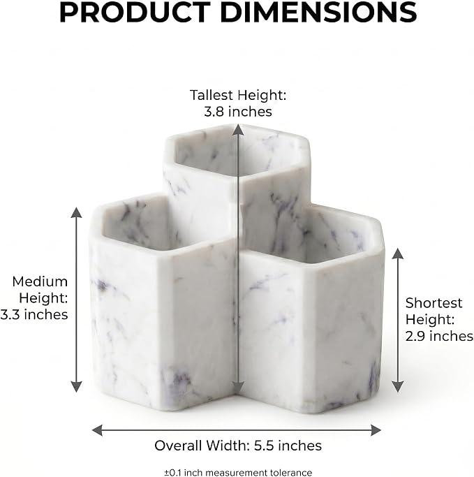 Resin Toothbrush Holder, 3-Slot Bathroom Countertop Organizer | 3-slot resin holder organizes toothbrushes, toothpaste, razors, and makeup brushes for bathroom vanity, countertop, or shower