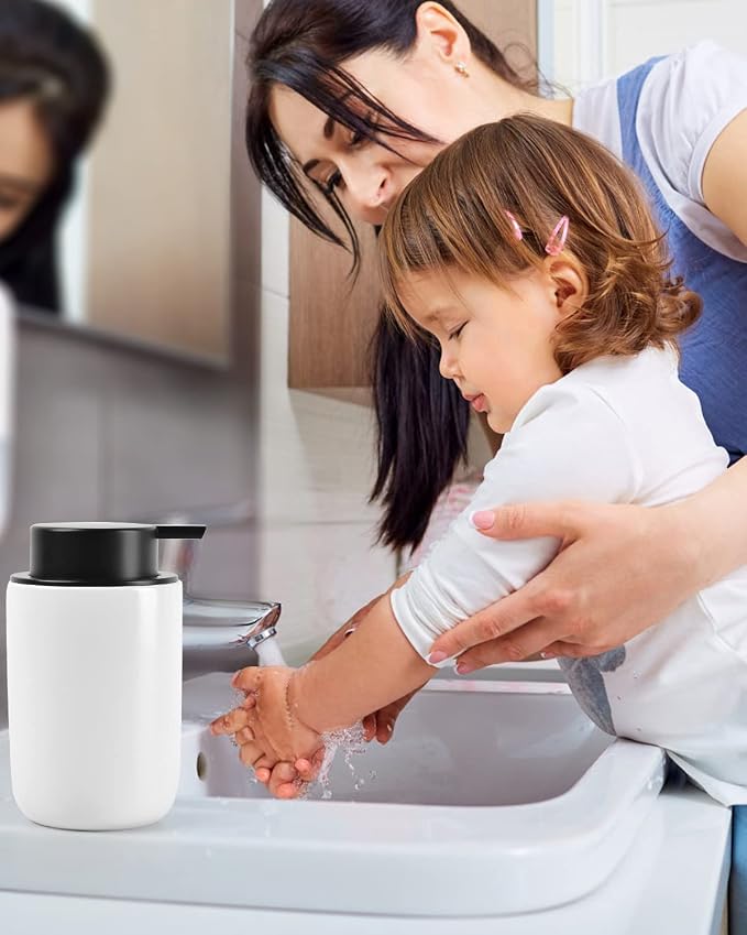 BosilunLlife Lotion Pump Dispenser for Bathroom Lotion Hand Pump Dispenser | Bathroom Soap Dispenser White Kitchen Dish Soap Ceramic Small Liquid Soap Dispenser