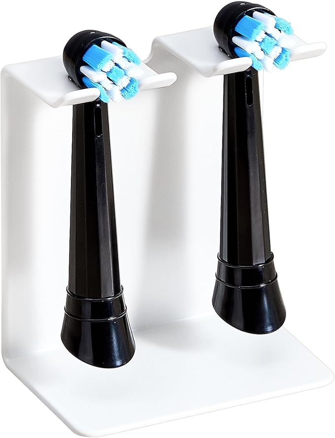 Electric Toothbrush Head Holder, Oukimly Toothbrush Holder Wall Mounted or Desktop, Metal Tooth Brush Holder, Shower Brush Head Holder, Electric Toothbrush Holder for Bathroom (White, Small)