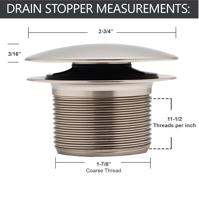 Westbrass A398R-07 1-1/2" NPSM Coarse Thread Mushroom Tip-Toe Bathtub Drain Stopper, Satin Nickel