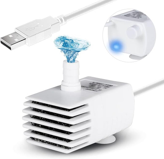PETNF Replacement Pump for Cat Water Fountain with LED Light, Compatible for 3L/101OZ Transparency Pet Water Fountain, Ultra Quiet Long Lifespan Cat Water Pump with Adjustable 3 Kind Water Flow