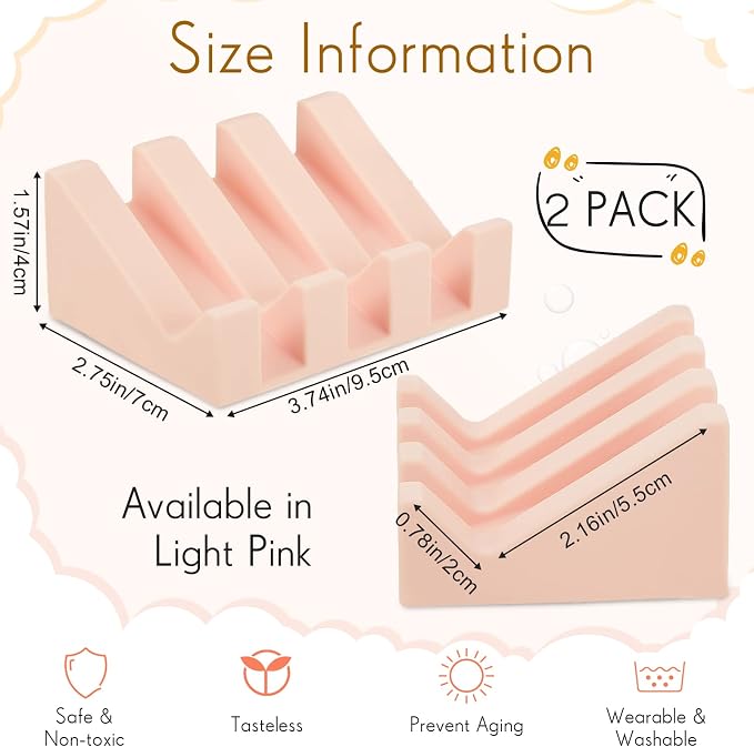 Cunhill 2 Pieces Silicone Soap Dish Self Draining Soap Dish Shower Waterfall Bar Soap Holder Tray with Drain Soap Saver for Kitchen Bathroom Accessories (Light Pink)