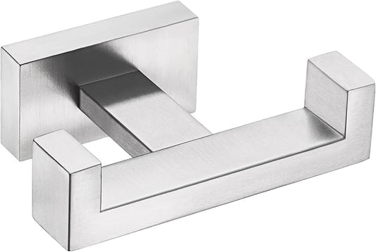 Angle Simple Towel Hook for Bathroom, SUS 304 Stainless Steel Double Robe Coat Hook, Hand Towel Hanger Wall Mount, Brushed Nickel