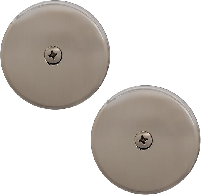 Westbrass D328-2-07 3-1/8" One-Hole Bathtub Overflow Faceplate and Screw, Satin Nickel (2-Pack)