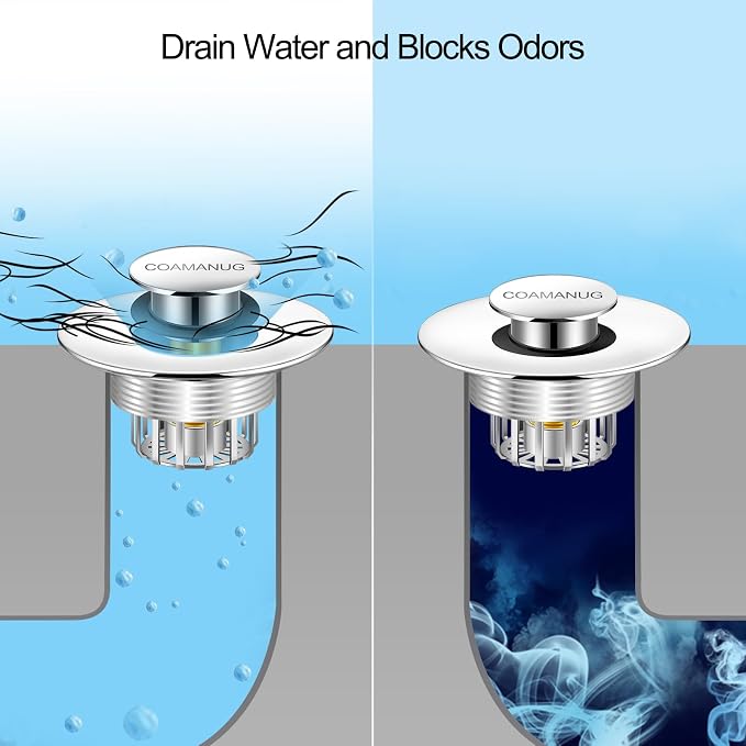 coamanug Bathtub Stopper | Shower Drain Hair Catcher, Pop-up Tub Stopper with Strainer | Bathroom Drain Plug | Drain Protector for 1-1/2 to 1-3/4"" Bath Drain Hole