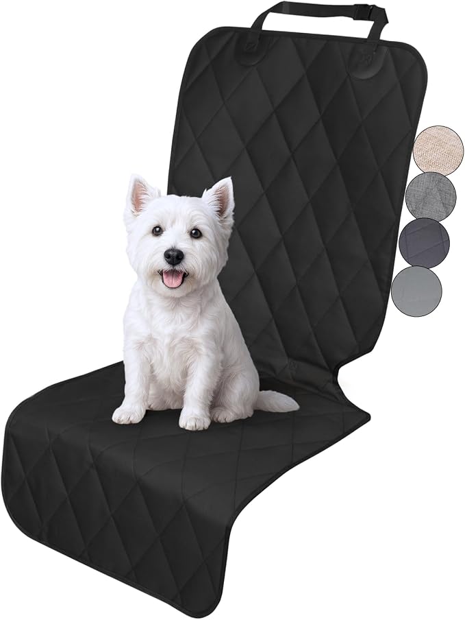 VIVAGLORY Dog Front Seat Cover Car Seat Protector, L, Black, 1Pack | Front Bucket Captain Chair Cover for Dog, Single Bucket Captain Chair Hair Resistant Protector for Car