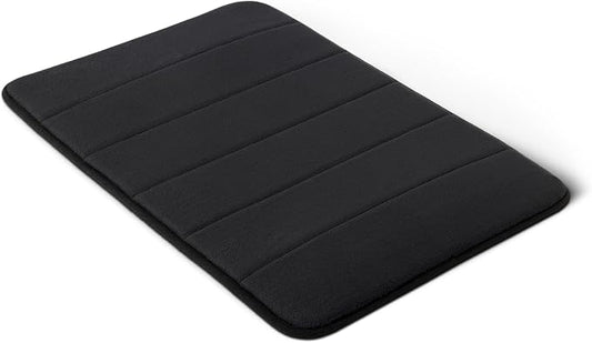 Amazon Basics Absorbent & Fast Dry Plush Memory Foam Bath Mat, 17 x 24 in, Black