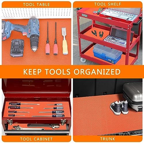 Foam Toolbox Liner Drawer Liner, Non-Slip Shelf Liners 16" W x 72" L Orange