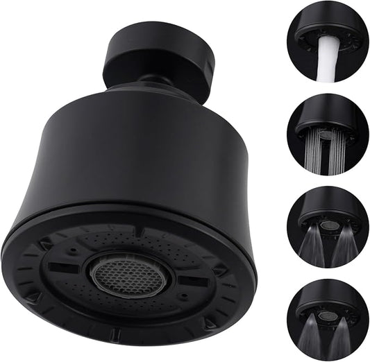 iFealClear Kitchen Sink Faucet Head with Metal Ball Joint, 360° Swivel Faucet Sprayer Head, Big Angle Faucet Aerator Adapter 55/64-27UNS Female Thread, 4 Spray Modes, Extra Metal Adapters, Matte Black