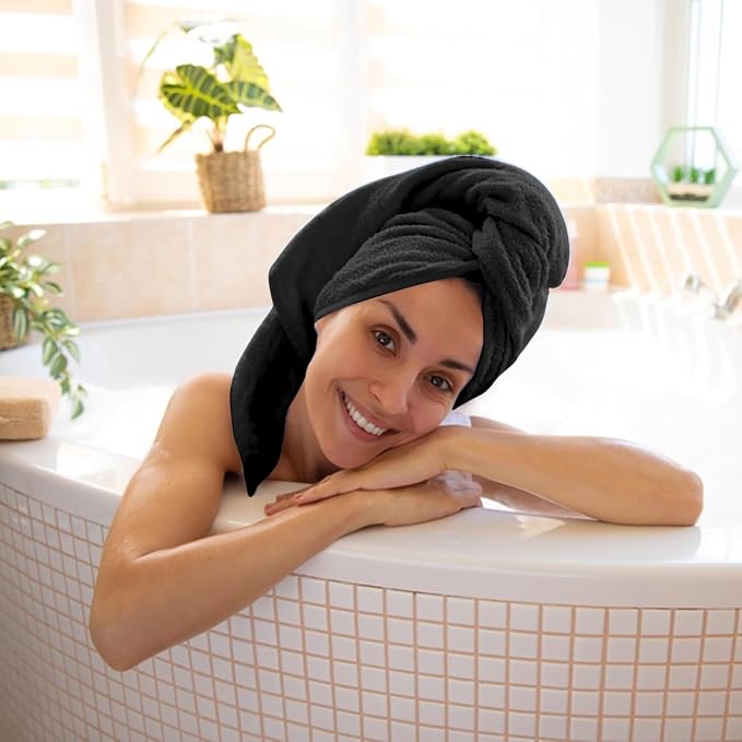 KAHAF COLLECTION 6 Pack Bath Towels Set (27 x 54 Inches) 100% Ring Spun Cotton, Lightweight, Quick Dry, Highly Absorbent Towels (Black, (27x54) Inches)