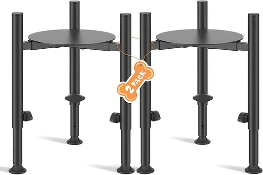 2 Pack Adjustable Dog Bowls Elevated Stand, 4 Heights, Wide 6-10" | Metal Raised Tall Single Food Bowl Holder, Sturdy Lifted Water Feeder for Medium Large Small Breed,H:8”/10”/12”/13.8”