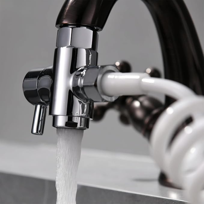 Brass Faucet Diverter Valve with Aerator, Faucet Adapter for Sink Hose Attachment, 3 Way Faucet Splitter with Male Thread Adapter, Faucet Connector for Bathroom/Kitchen(Chrome)