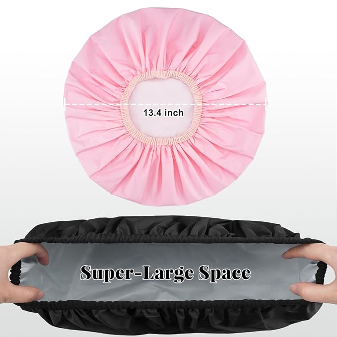 3 Pack Reusable Shower Caps for Women Waterproof, Large Hair Cap for Shower and Bath, Comfortable Bath Hat for Long Hair