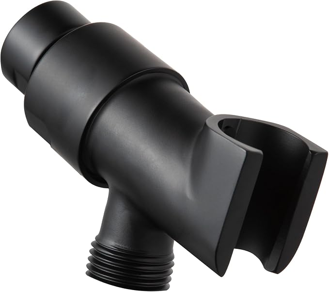 OFFO Shower Head Holder All Metal for Handheld Shower Head, Adjustable Shower Arm Mount with Solid Brass Pivot Ball, 1/2 in IPS Female Inlet and Male Outlet, Matte Black