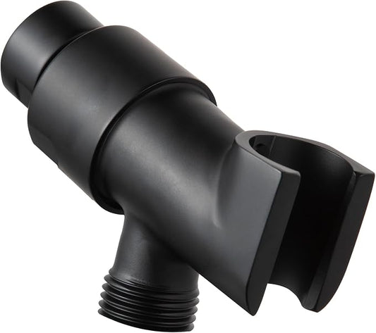 OFFO Shower Head Holder All Metal for Handheld Shower Head, Adjustable Shower Arm Mount with Solid Brass Pivot Ball, 1/2 in IPS Female Inlet and Male Outlet, Matte Black