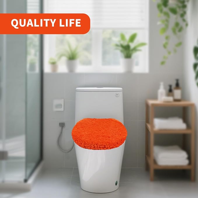 Soft Microfiber Toilet Seat Cover 17.5" x 15" Machine Washable | Solid Toilet Lid Cover Adjustable Rubber Backing Fits Most 16 -17.5" L x 14-16" W Round Oblong and Elongated Toilet Seat