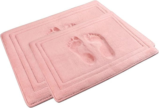 Light Pink Bathroom Rug Set 2 Piece Memory Foam Microfiber Bath Mat | Non Slip Washable Floor Mats Soft Absorbent Plush Microfiber Shower Tub Bathrug Blush