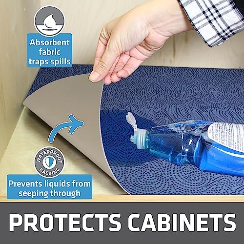 Drymate Premium XL Under Sink Mat, Waterproof Liners, 24”x59”, Blue